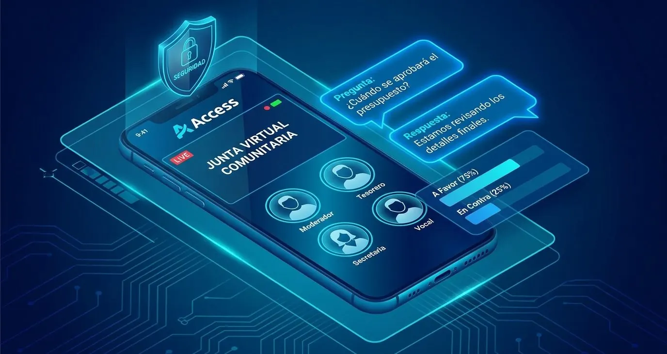 Junta virtual comunitaria en vivo dentro de la app